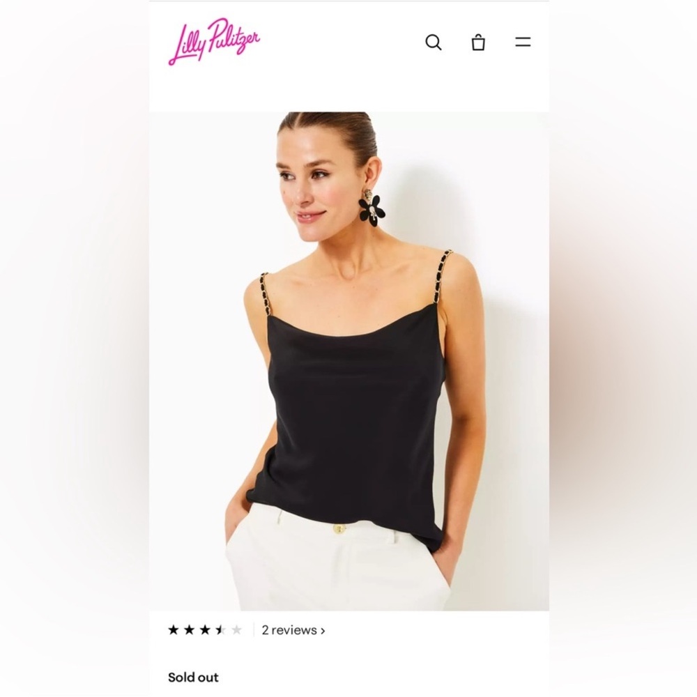 Lilly Pulitzer Black Women's Top

Lilly Pulitzer 	Axler Bias Silk Cami